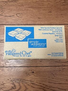 The Pampered Chef Simple Additions Petite Squares Cranberry set of 4